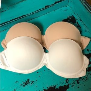VS PINK STRAPLESS BRA BUNDLE! LIKE NEW! 36B